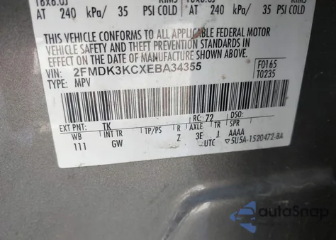 2014 Ford Edge Limited из США, поврежденный, VIN 2FMDK3KCXEBA34355